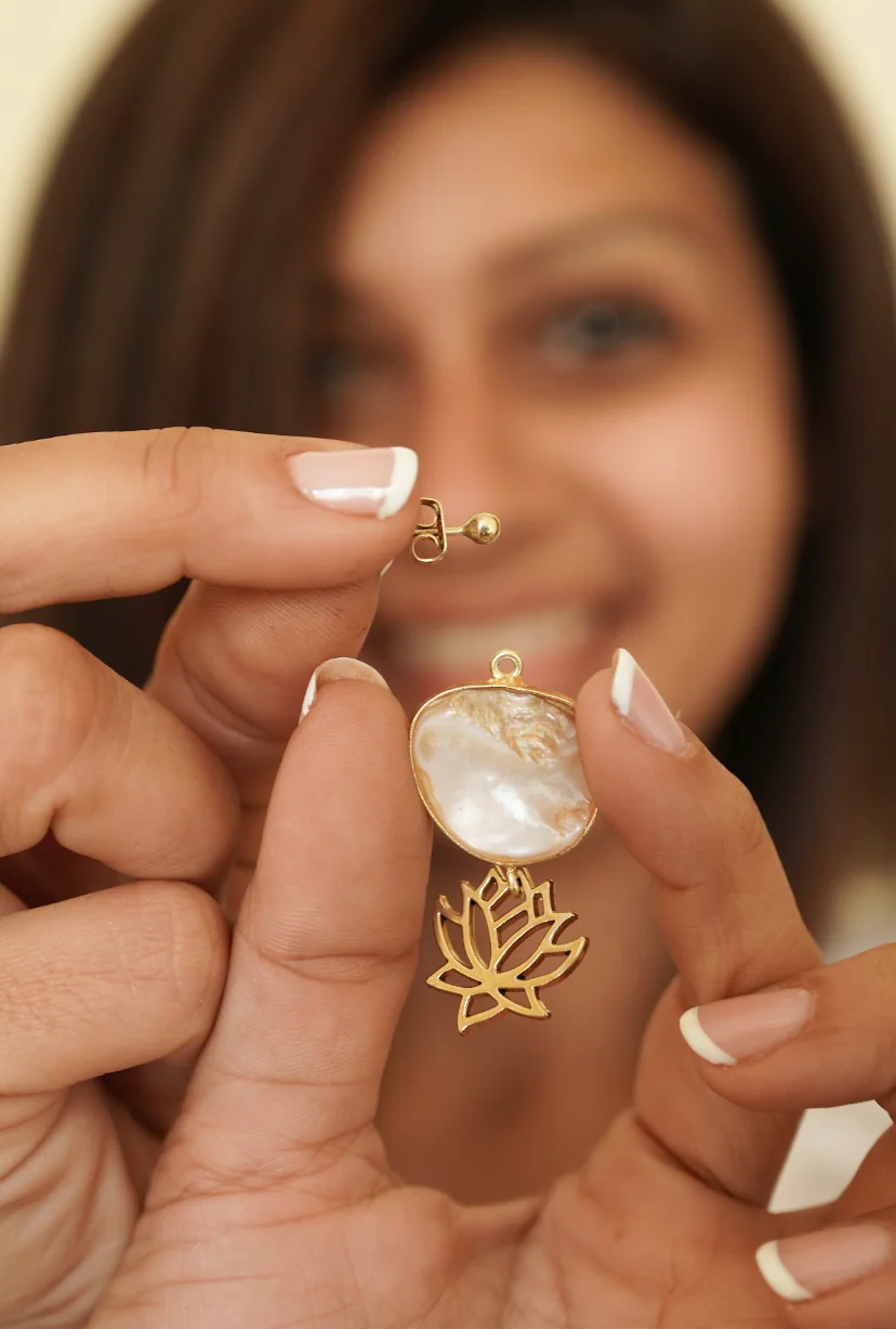 Aurora earrings with detachable brass studs - Image 3