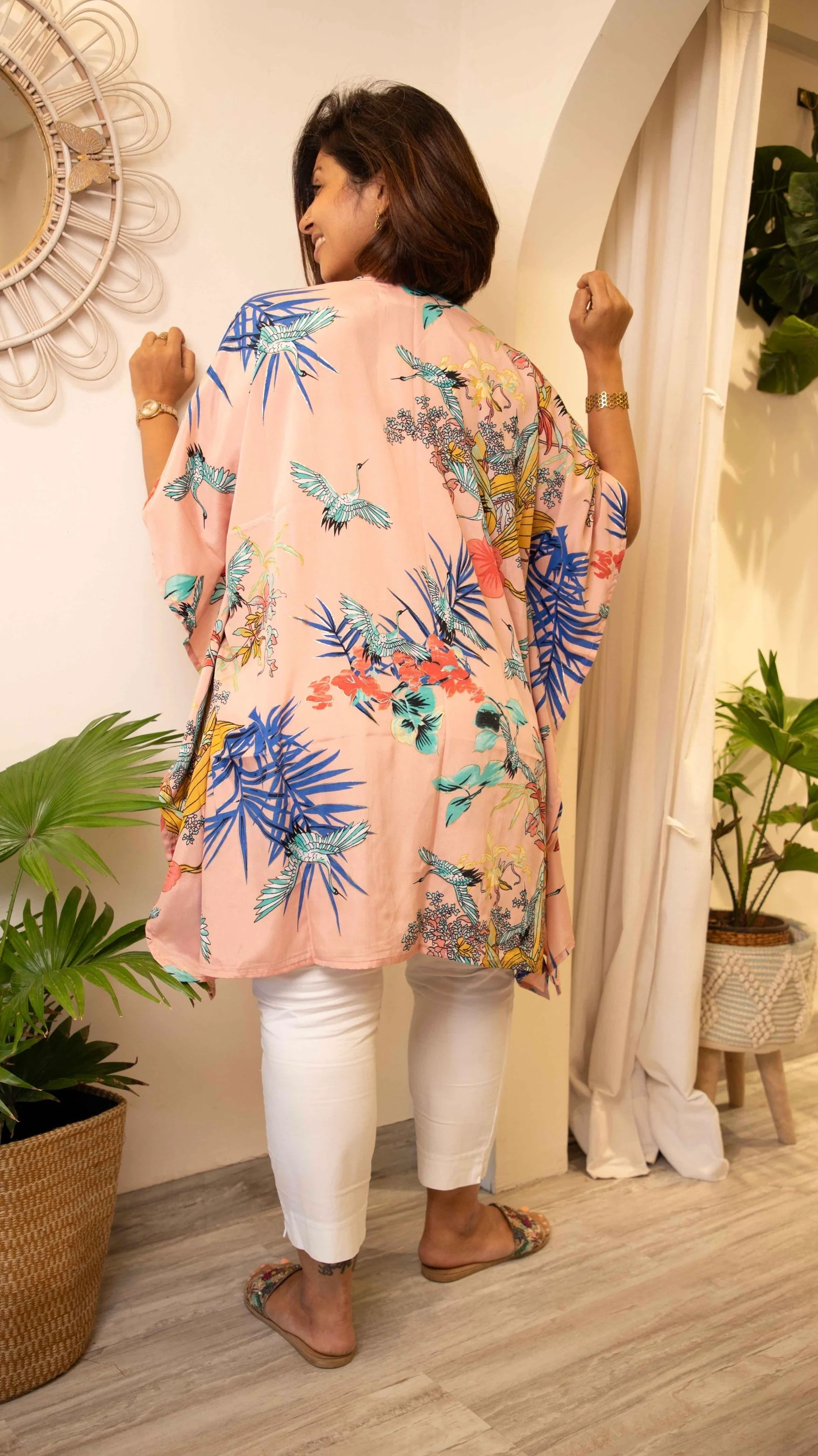 Blush pink short kimono jacket- Free size - Image 5