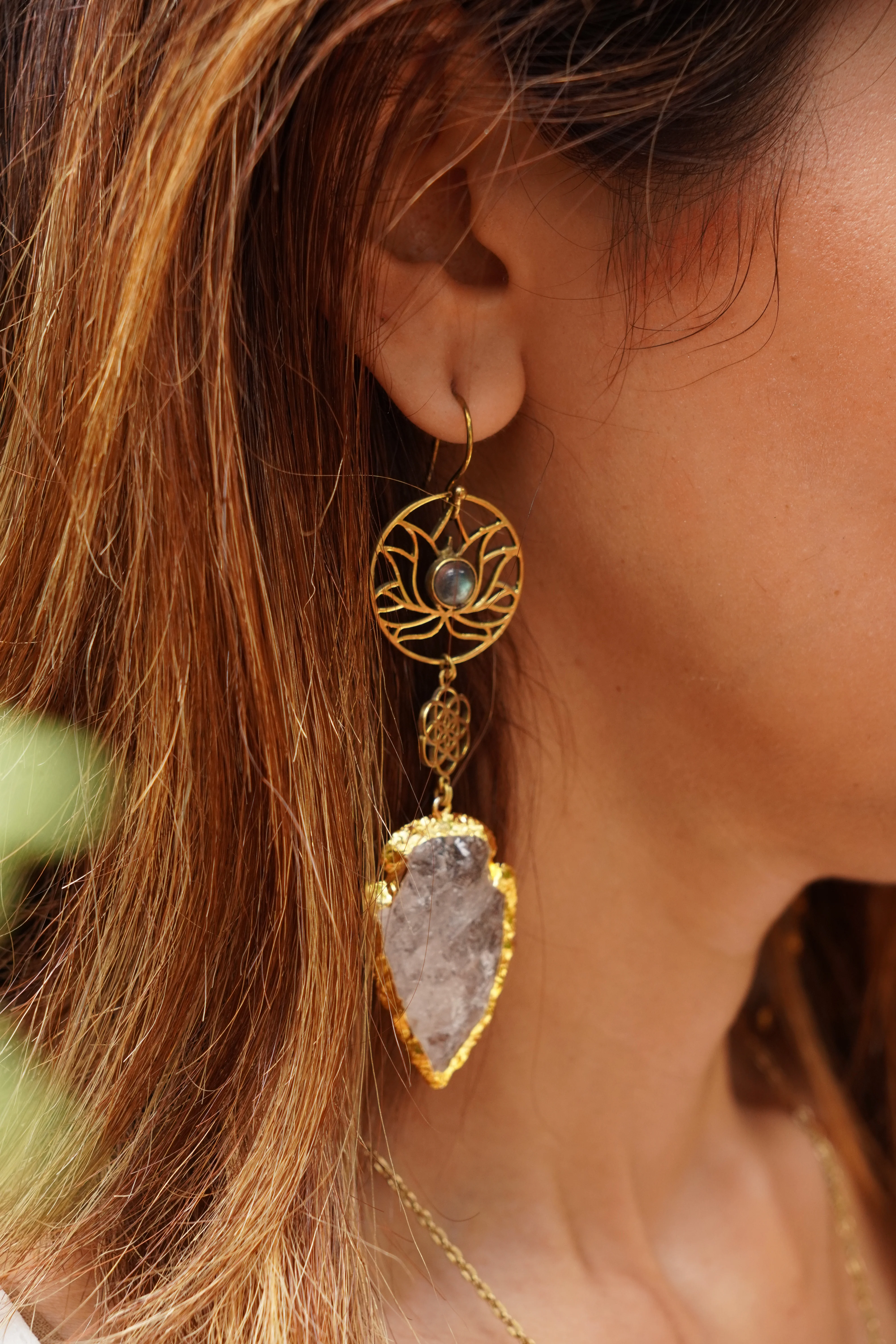Drops of quartz brass earrings - Image 6