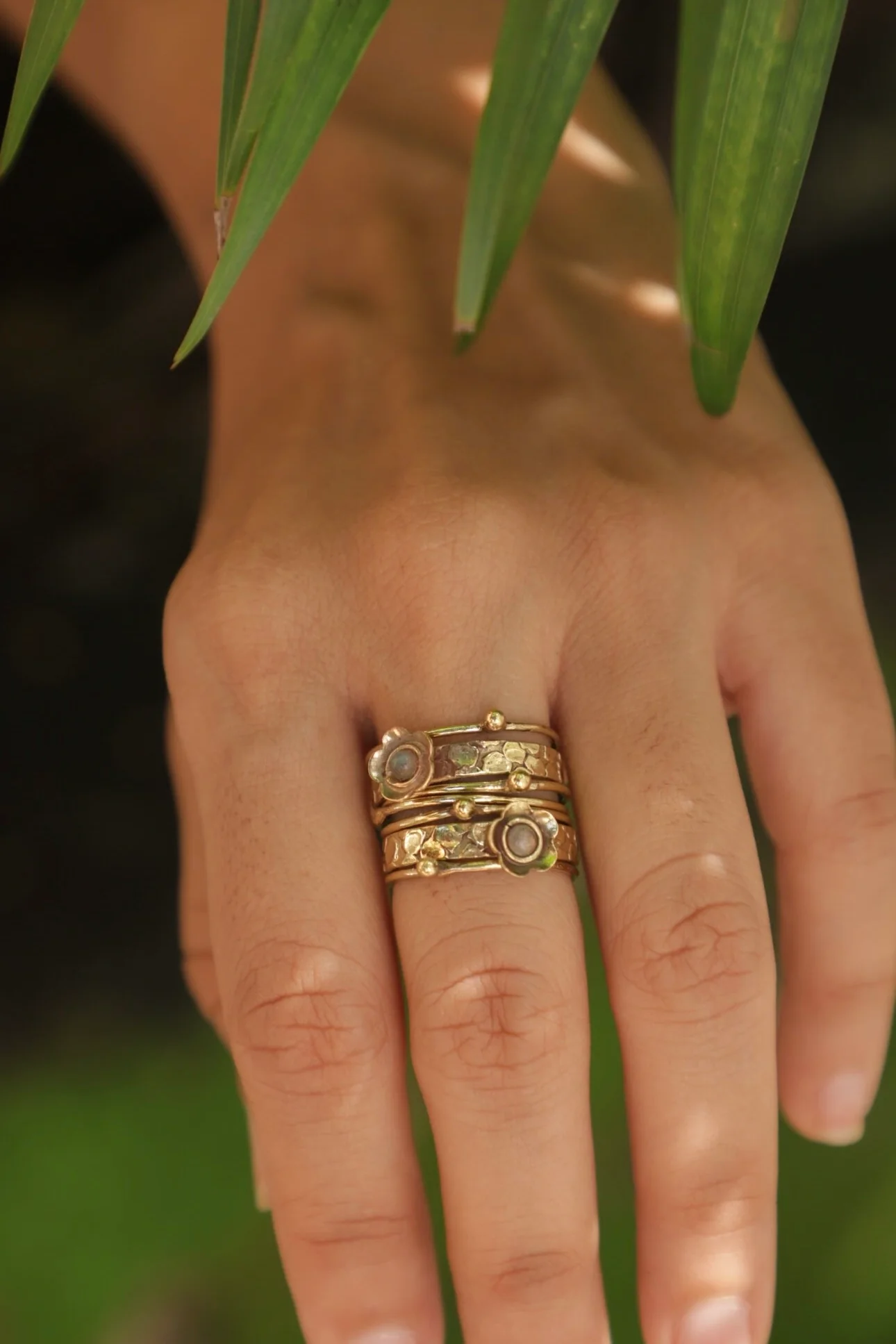 Labradorite stackable brass ring - Image 9