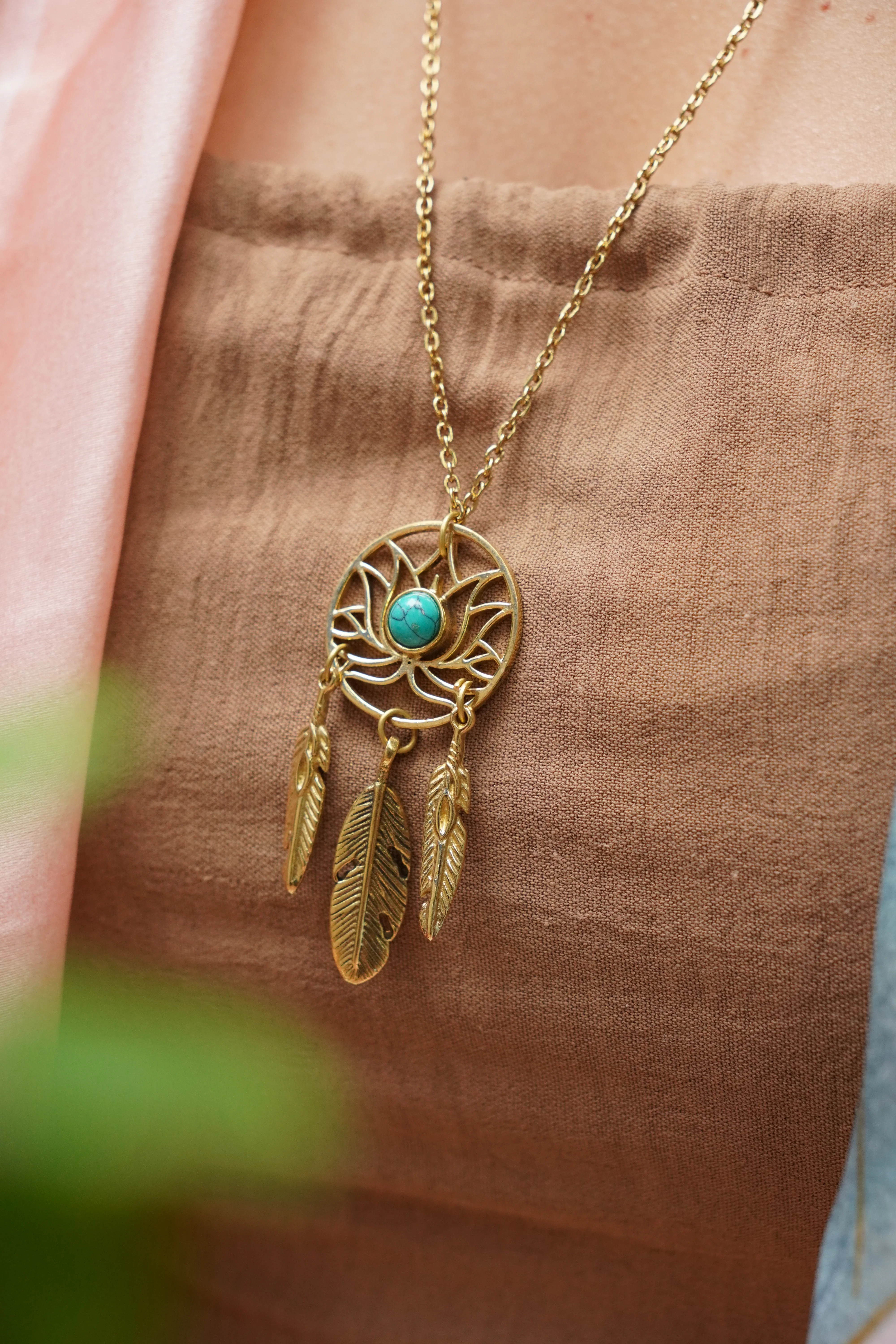 Turquoise lotus long necklace - Image 2