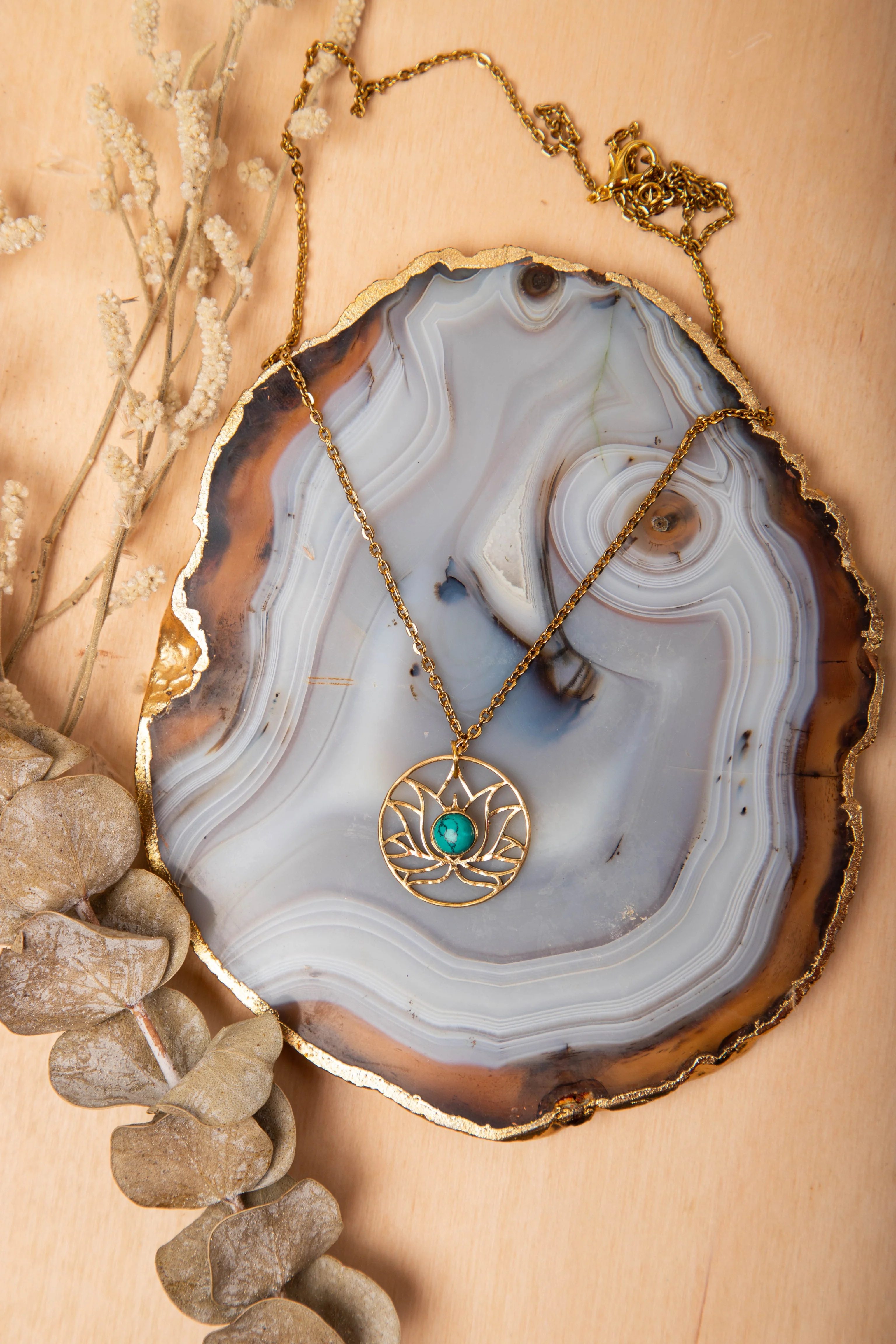 Turquoise Lotus short necklace’s - Image 3