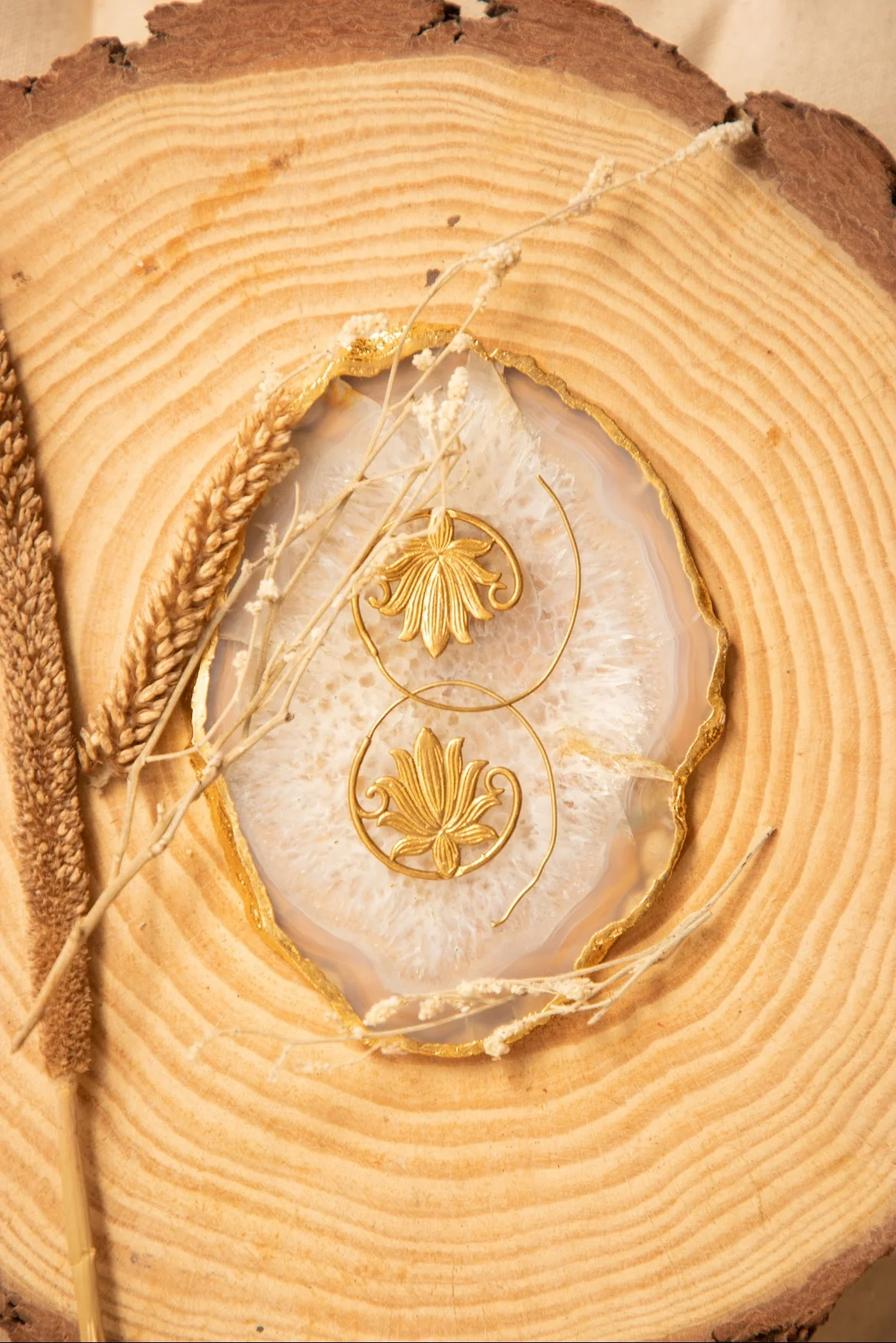 Lotus Brass Earrings - Image 3