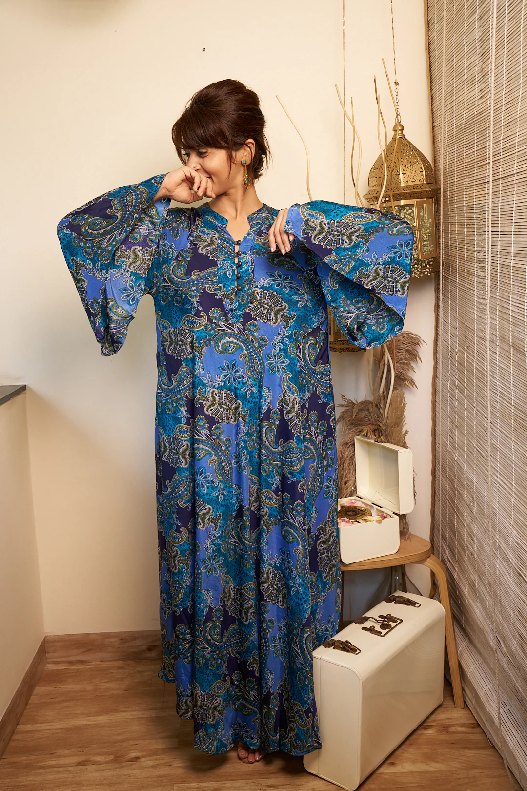 Ocean swirl dress in Viscose silk- free size - Image 3