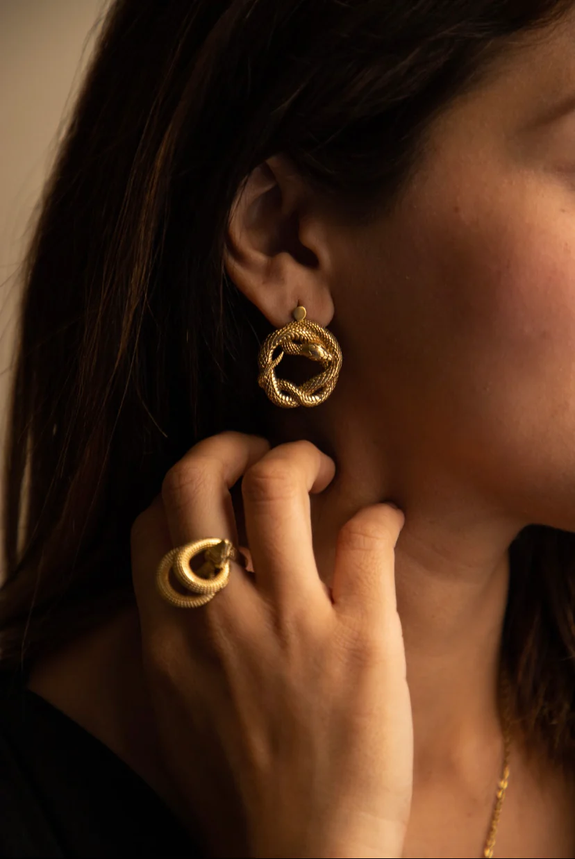 Kundalini coil brass earrings - Image 3