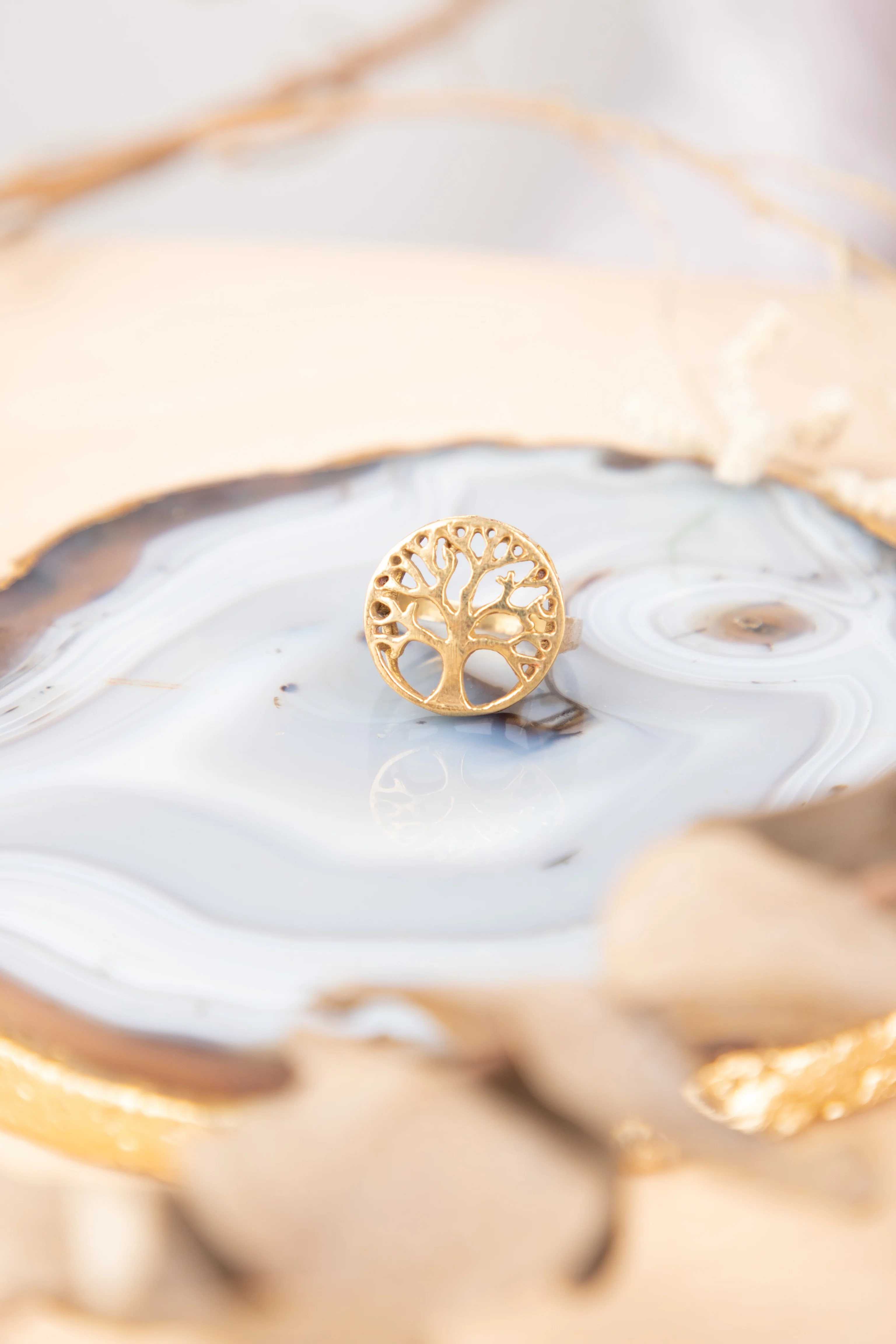 Tree Of Life Adjustable Brass Ring. Size 6-8 - Image 4
