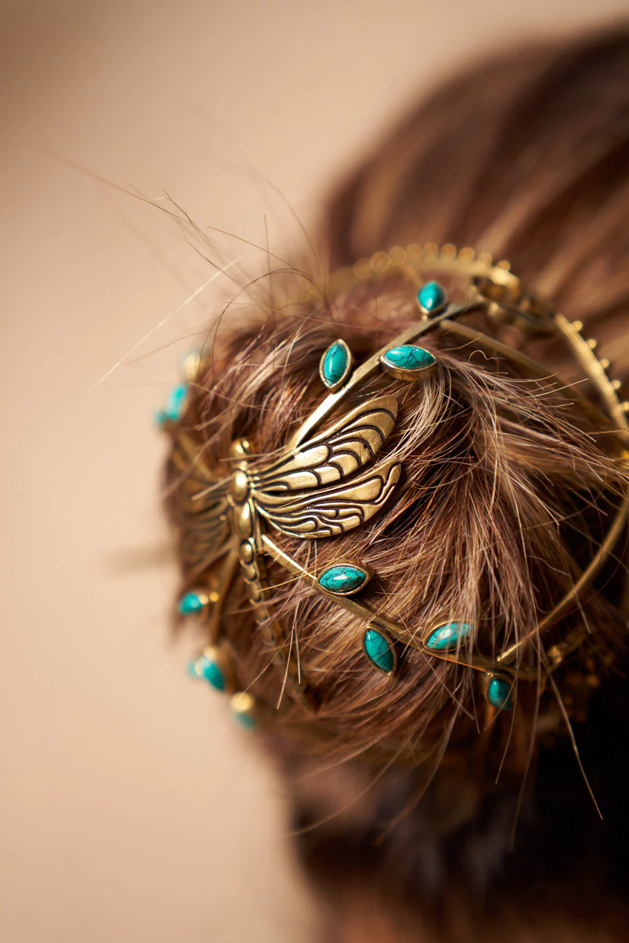 Turquoise dragonfly hair bun + hair scrunchie - Image 8