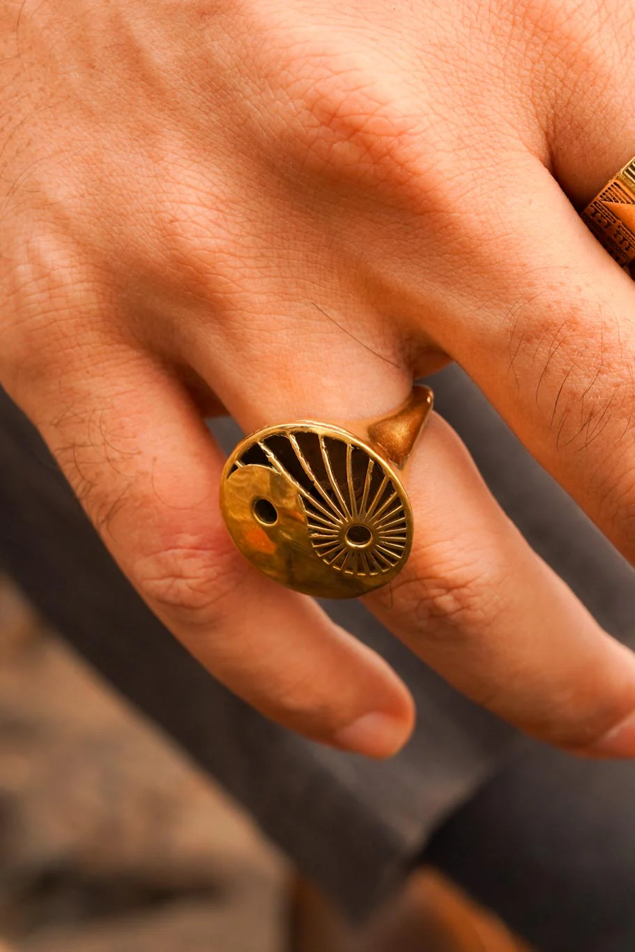 Yin Yang brass ring- men’s jewellery - Image 2